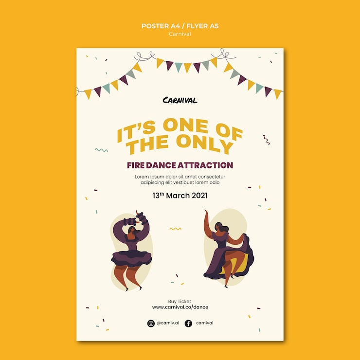PSD gratuito plantilla ilustrada de cartel de carnaval
