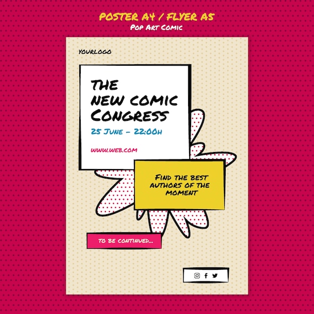 PSD gratuito plantilla de impresión de congreso de cómics
