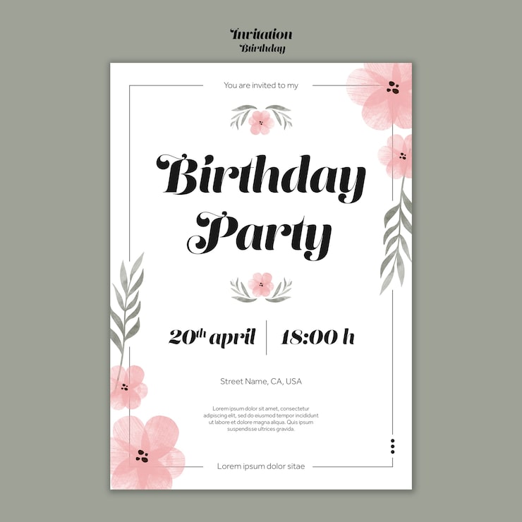 PSD gratuito plantilla de invitación de celebración de cumpleaños