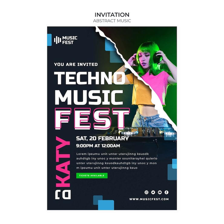PSD gratuito plantilla de invitación para espectáculo musical