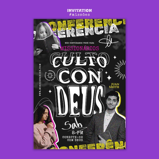 PSD gratuito plantilla de invitación de missoes