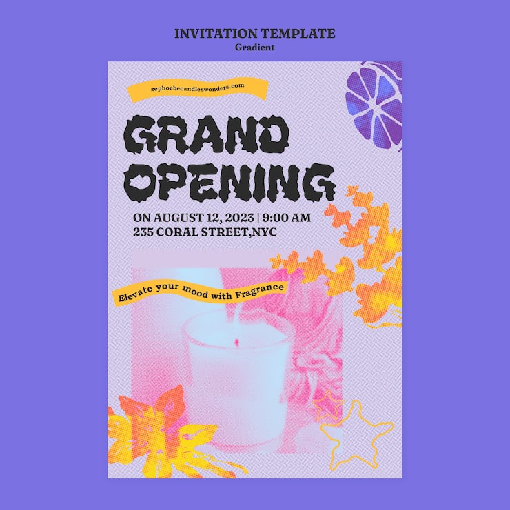 PSD gratuito plantilla de invitación de vela de gradientes