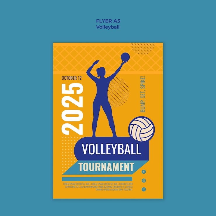 PSD gratuito plantilla de juego de voleibol de diseño plano