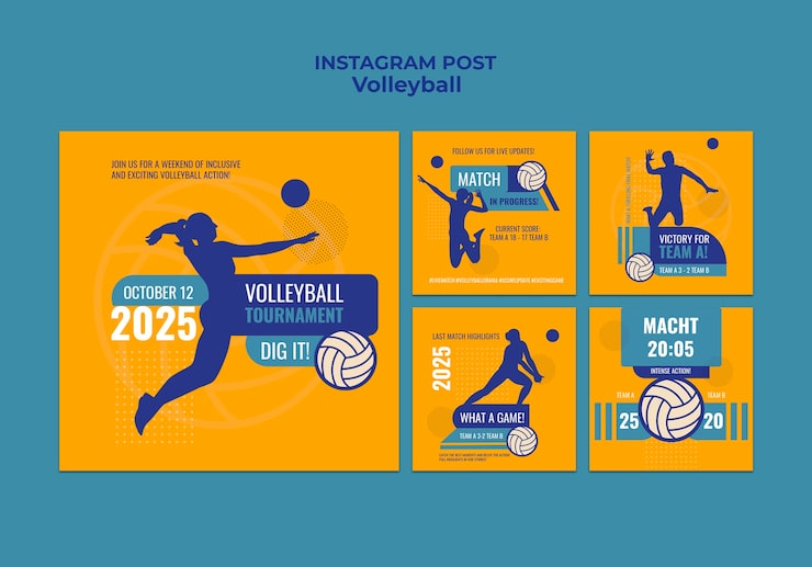 PSD gratuito plantilla de juego de voleibol de diseño plano