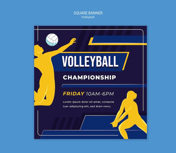PSD gratuito plantilla de juego de voleibol de diseño plano