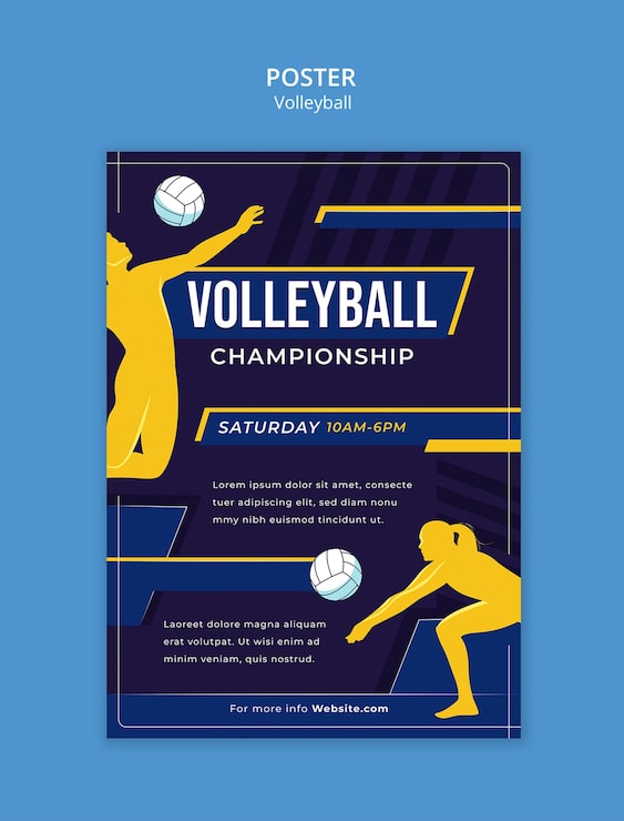 PSD gratuito plantilla de juego de voleibol de diseño plano