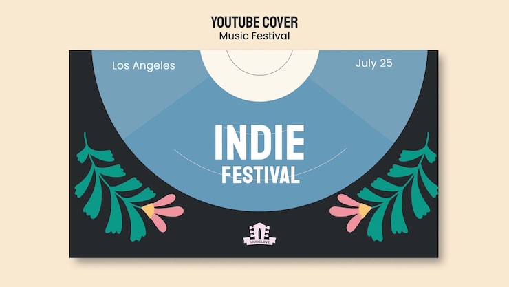 PSD gratuito plantilla de portada de youtube de evento de música independiente