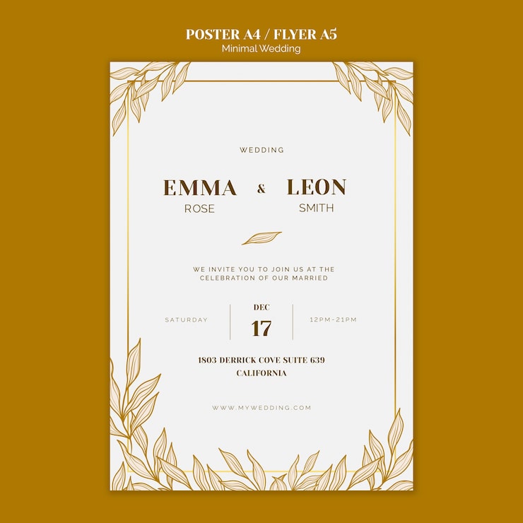 PSD gratuito plantilla de póster de boda