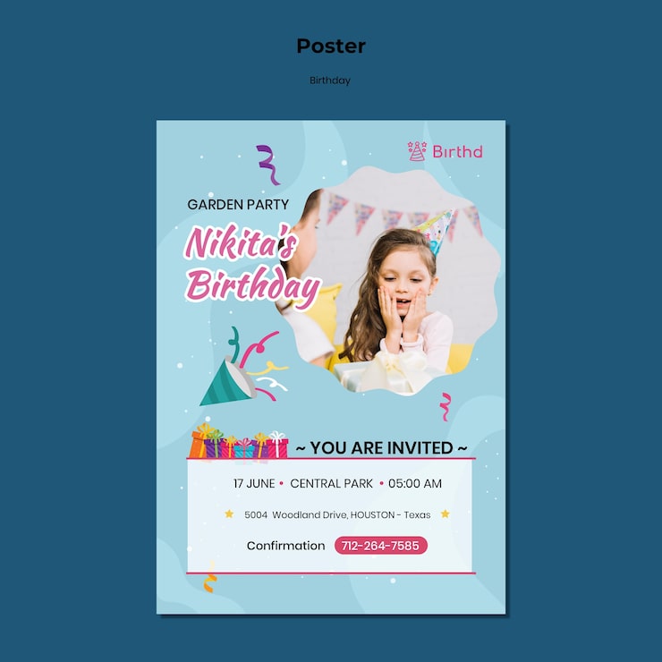 PSD gratuito plantilla de póster de celebración de cumpleaños