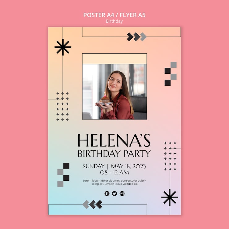 PSD gratuito plantilla de póster de celebración de cumpleaños