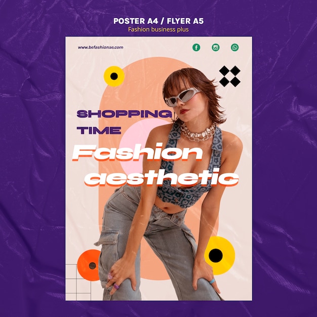 PSD gratuito plantilla de póster estético de moda