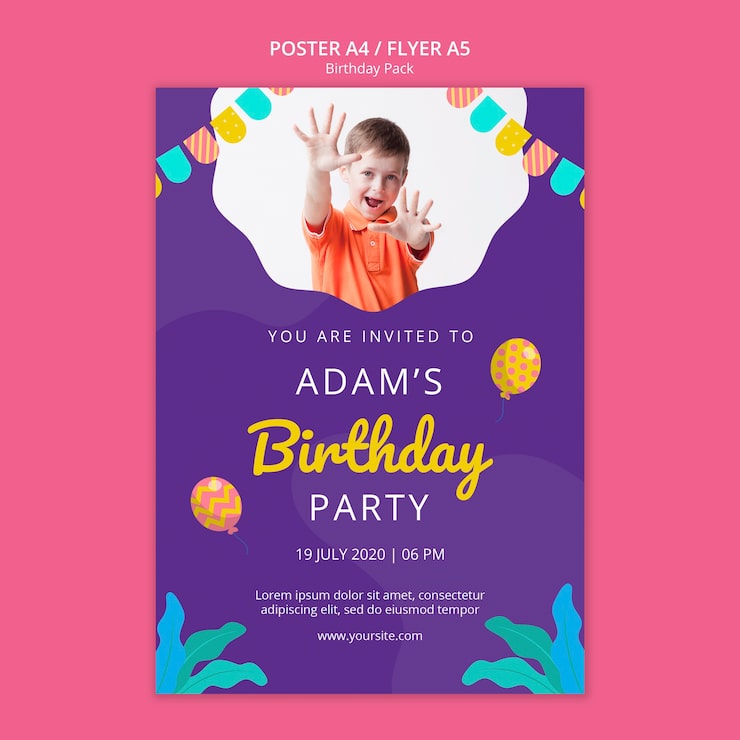 PSD gratuito plantilla de póster con fiesta de cumpleaños
