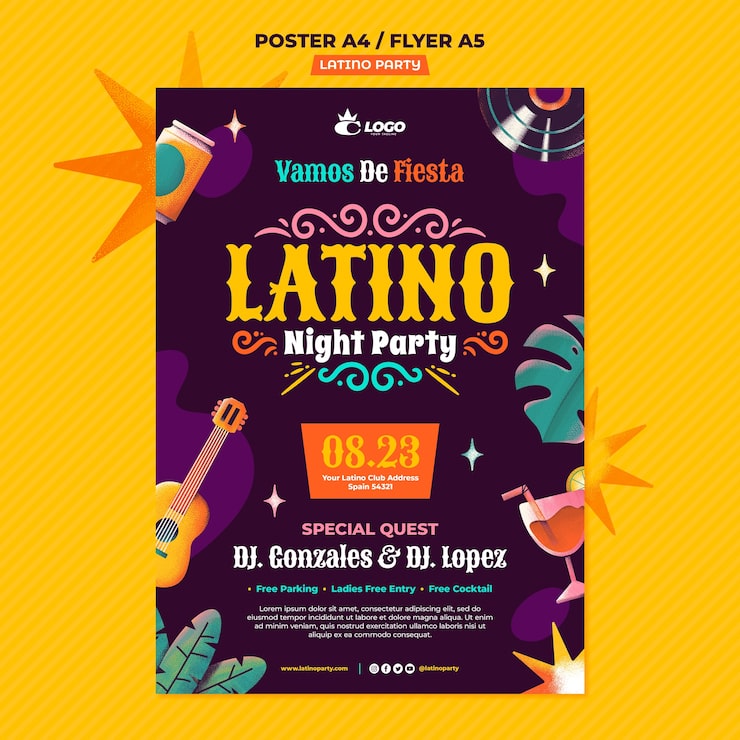 PSD gratuito plantilla de póster de fiesta latina
