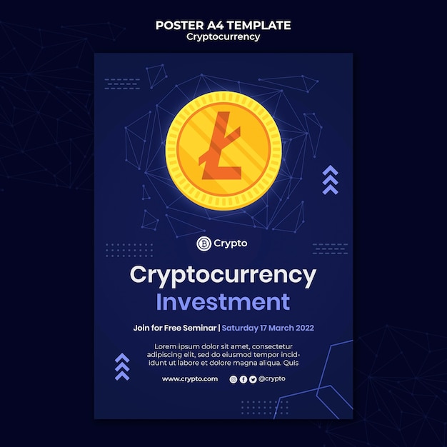 PSD gratuito plantilla de póster de inversión en criptomonedas