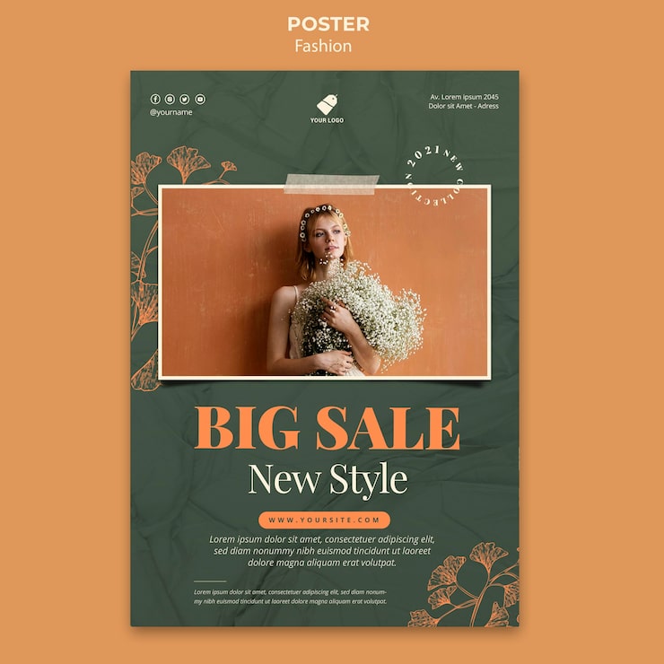 PSD gratuito plantilla de póster de modelo de moda