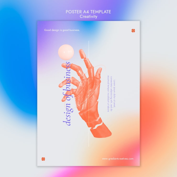 PSD gratuito plantilla de póster vertical de creatividad con estilo degradado sutil
