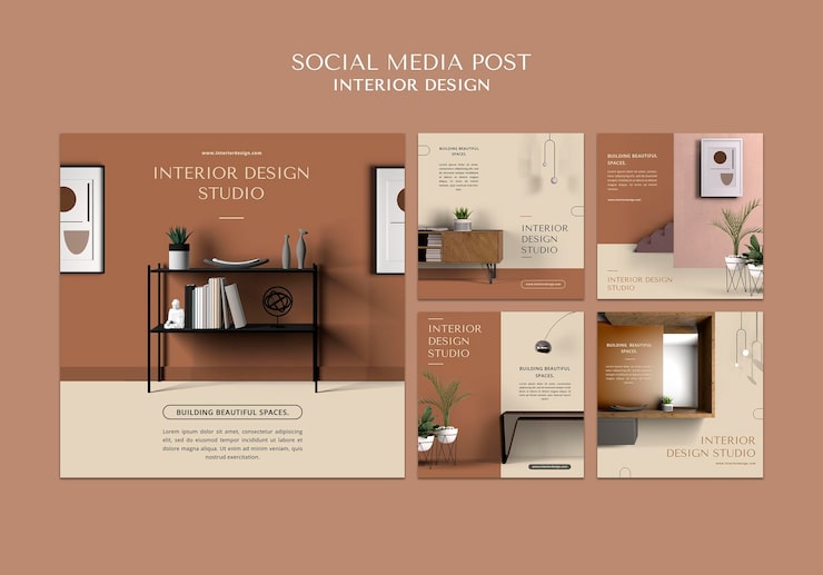 PSD gratuito plantilla de publicación de redes sociales de diseño de interiores