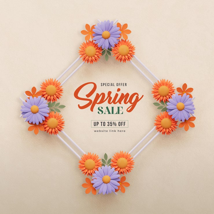 PSD gratuito plantilla de publicación de redes sociales de marco floral de venta de primavera