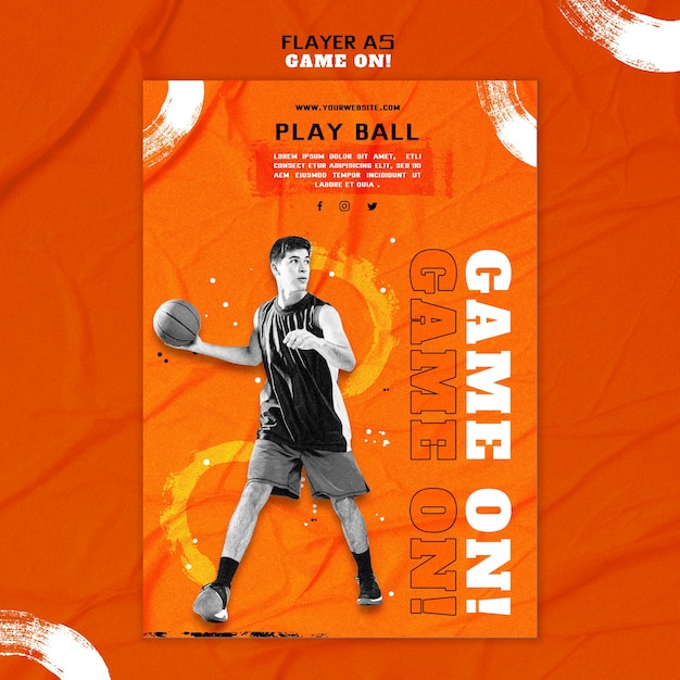 PSD gratuito plantilla de volante vertical para jugar baloncesto