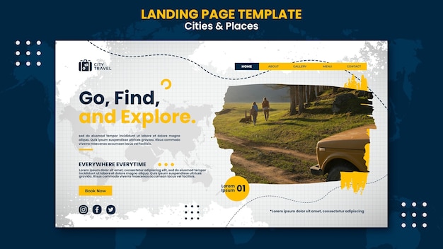 PSD gratuito plantilla web ciudades y lugares