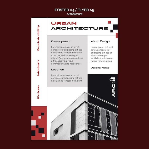 Gratis PSD platte ontwerp architectuur project poster sjabloon