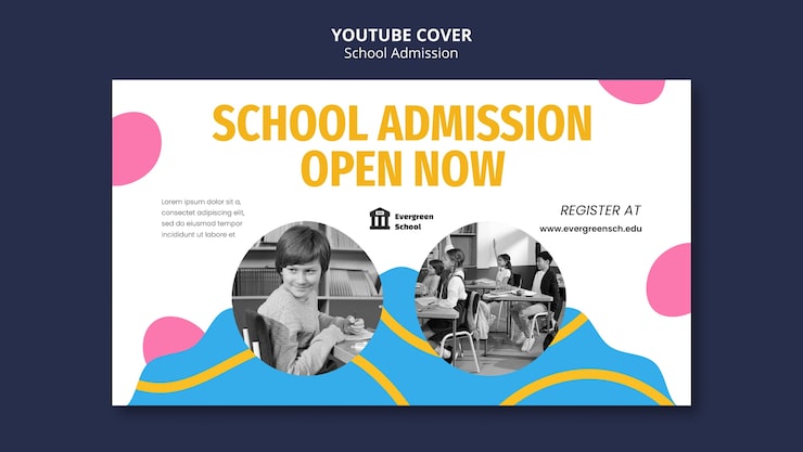 PSD gratuito portada de youtube de admisión a la escuela