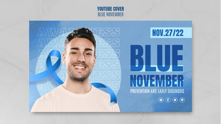 PSD gratuito portada de youtube de conciencia de noviembre azul
