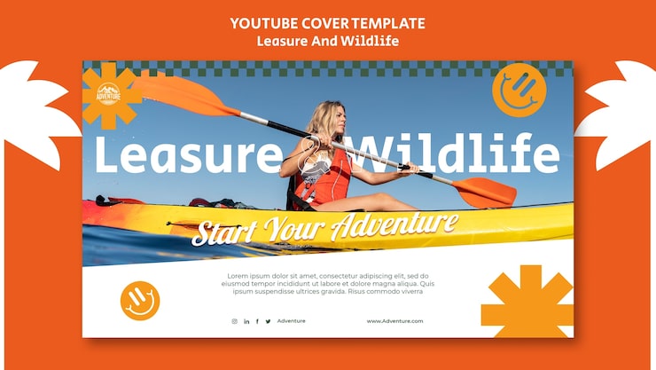 PSD gratuito portada de youtube de ocio y vida salvaje.
