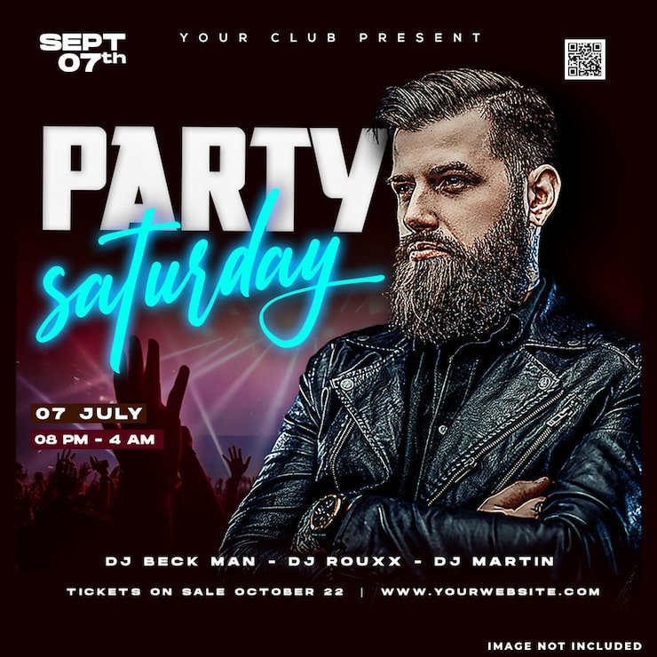 PSD gratuito post di promozione della festa del sabato