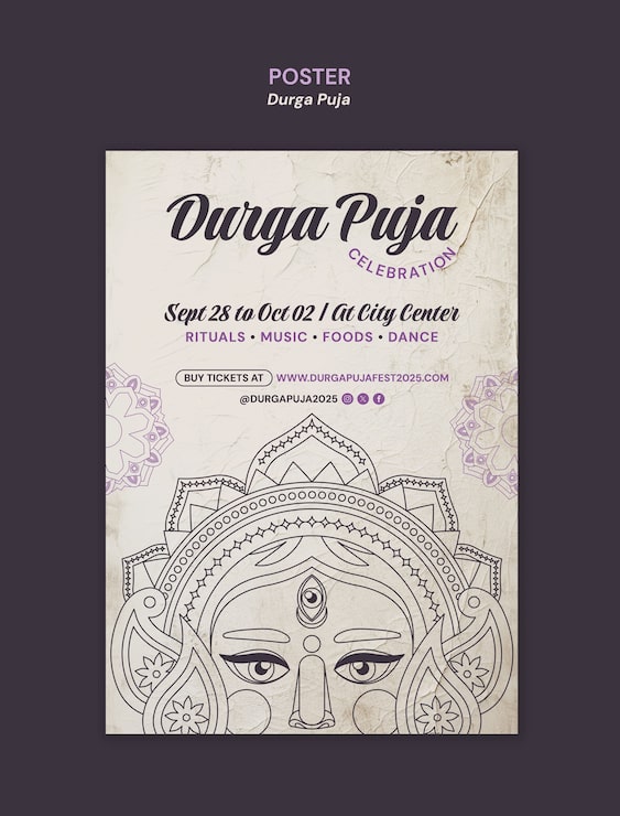 PSD Gratis poster festival durga puja