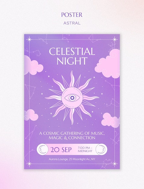 PSD gratuito póster de noche celestial
