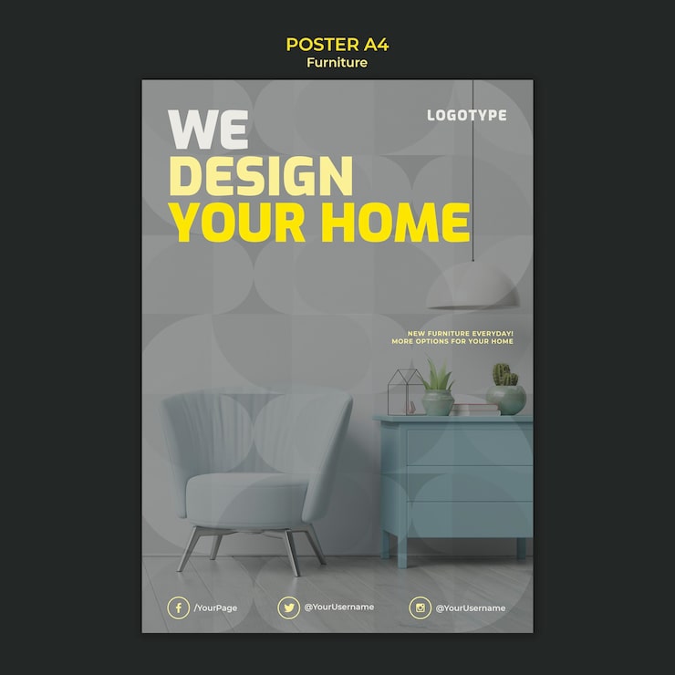 PSD gratuito poster per società di interior design