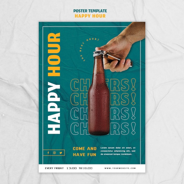 Gratis PSD poster sjabloon voor happy hour