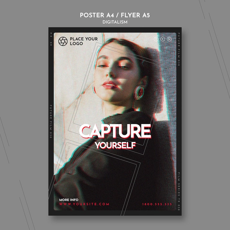 PSD Gratis poster untuk tema tangkap diri anda