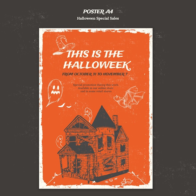 PSD gratuito póster vertical para halloweek