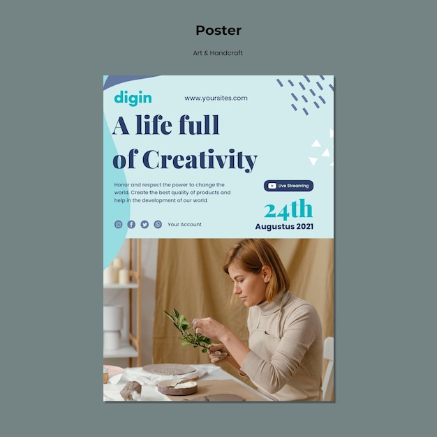 PSD gratuito poster verticale per arte e artigianato