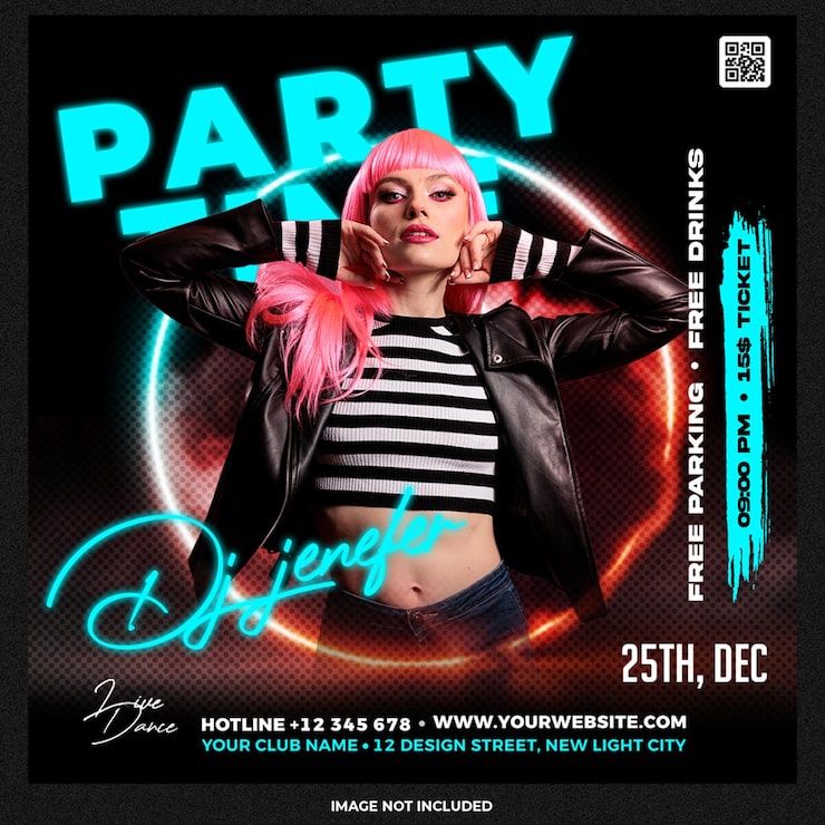 PSD Gratis postingan media sosial selebaran pesta dj klub
