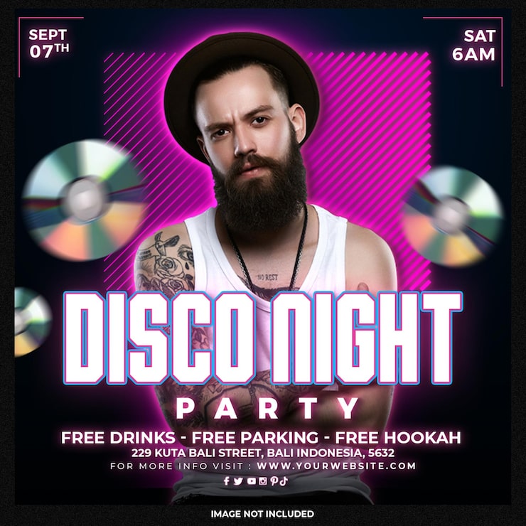 PSD Gratis postingan media sosial selebaran pesta dj klub