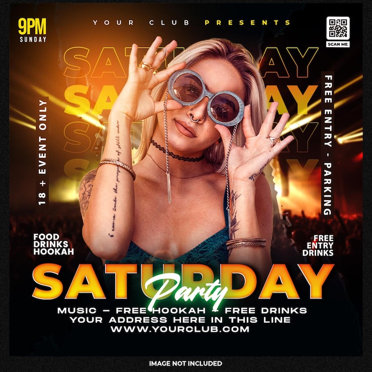 PSD Gratis postingan media sosial selebaran pesta dj klub