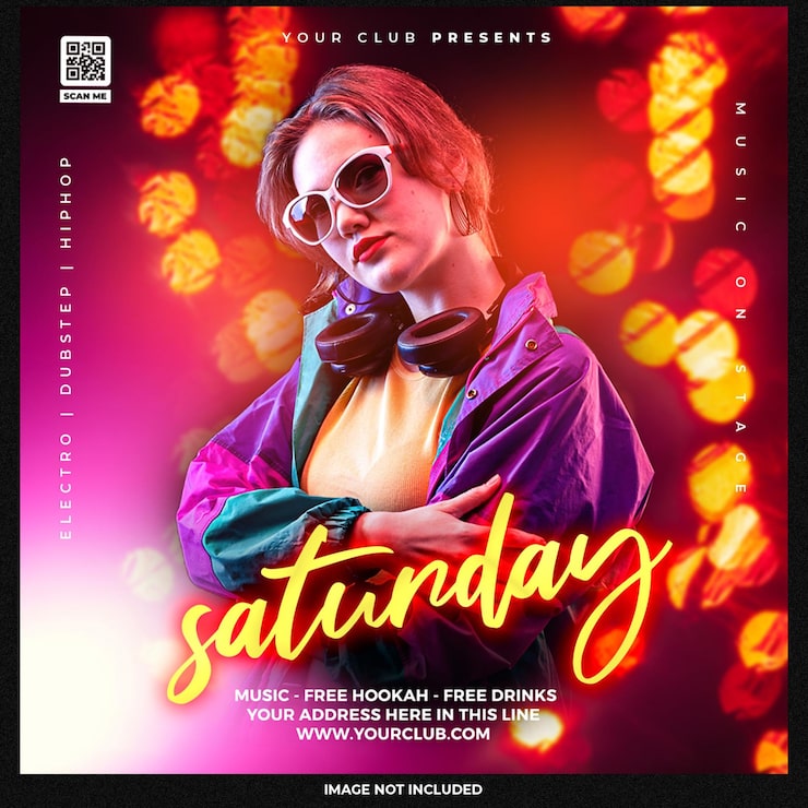 PSD Gratis postingan media sosial selebaran pesta dj klub