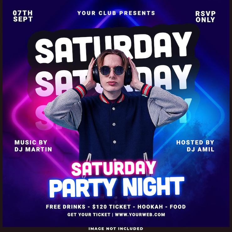 PSD Gratis postingan media sosial selebaran pesta dj klub