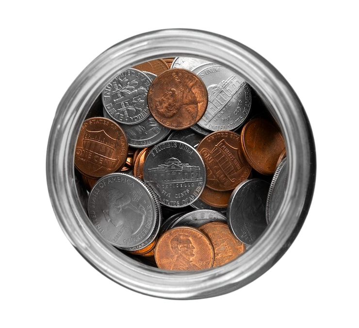 PSD gratuito primer plano de las monedas aisladas