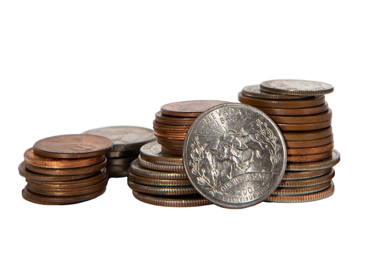 PSD gratuito primer plano de las monedas aisladas
