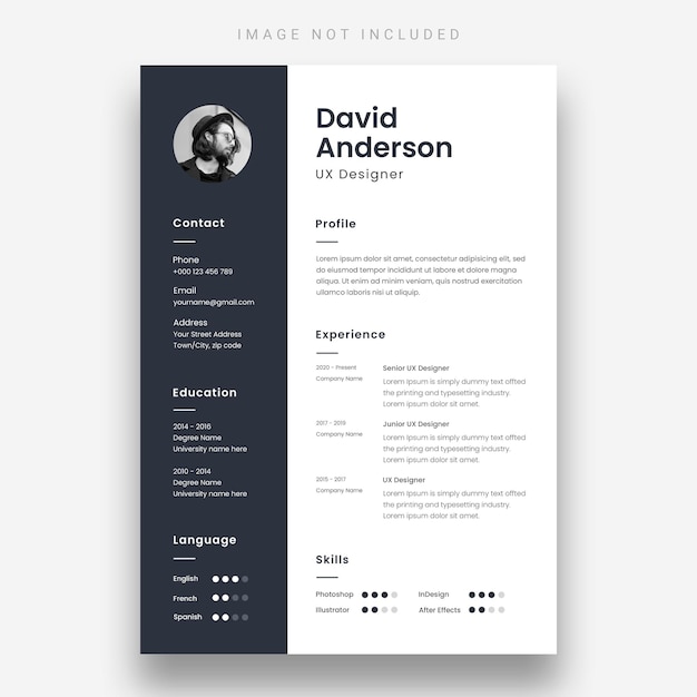 Gratis PSD professioneel cv-sjabloon