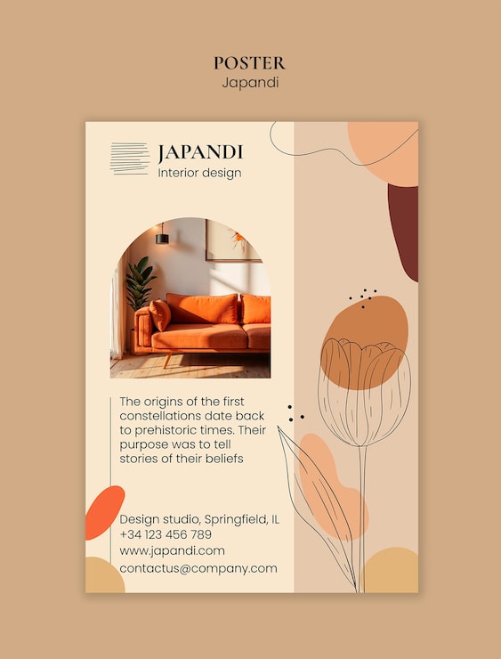 PSD gratuito progettazione del modello japandi