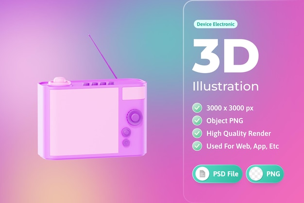 PSD Gratis radio perangkat elektronik ilustrasi 3d