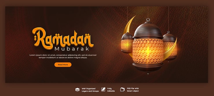 Gratis PSD ramadan kareem mubarak islamitisch feest religieus facebook cover banner template