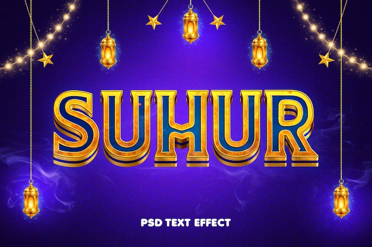 Gratis PSD ramadan suhur bewerkbaar teksteffect