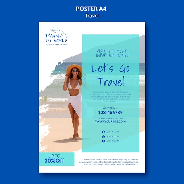 Gratis PSD reis de wereld rond postersjabloon