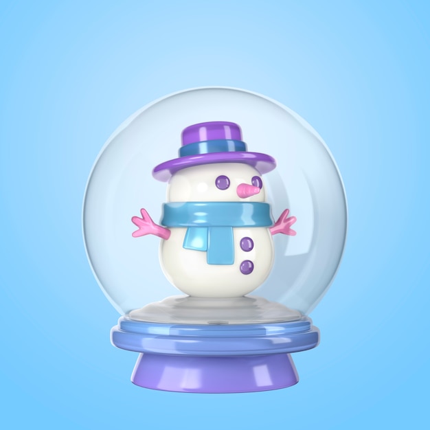 PSD Gratis render 3d bola salju kristal